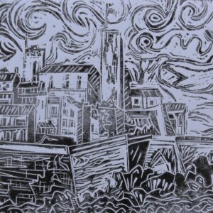 #020 - Antibes - gravure sur bois