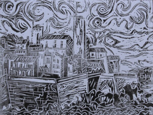 #020 - Antibes - gravure sur bois