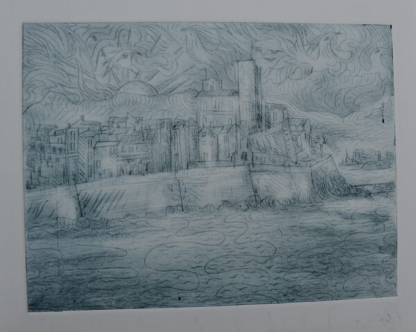 #016 - Antibes - gravure sur plaque d'acier (avec variations colorées) - Image 3