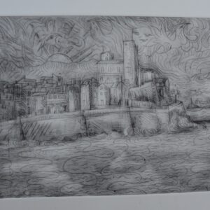 #016 - Antibes - gravure sur plaque d'acier (avec variations colorées)