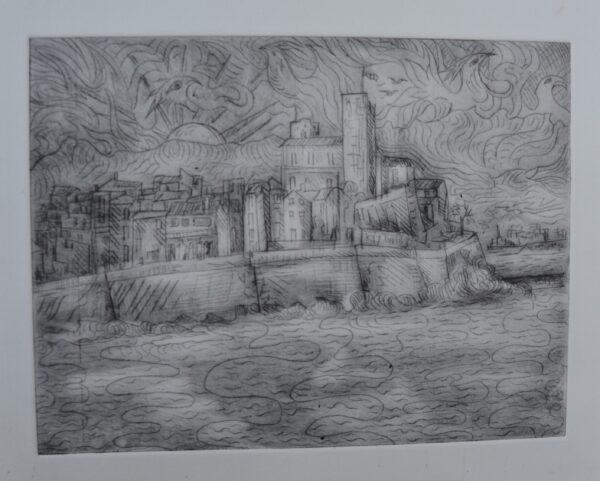 #016 - Antibes - gravure sur plaque d'acier (avec variations colorées)