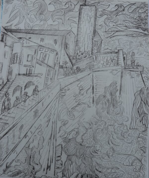 #014 - Antibes - La Grande Tour - gravure sur plaque d'acier (avec variantes) - Image 4
