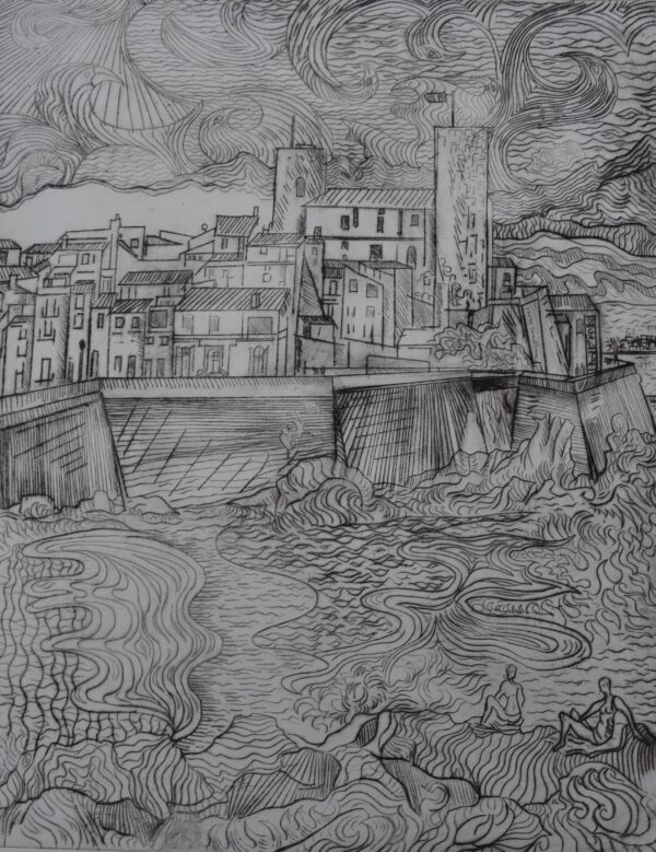 #013 - Antibes - gravure sur plaque d'acier (avec variantes) - Image 3