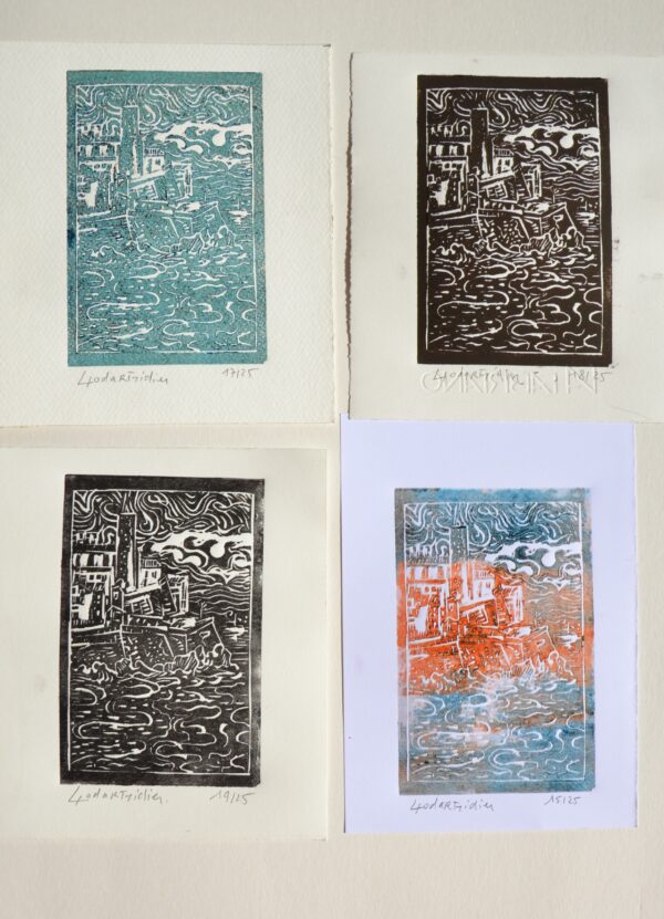 #005 - Antibes - lot de 4 gravures (10x15cm chacune)