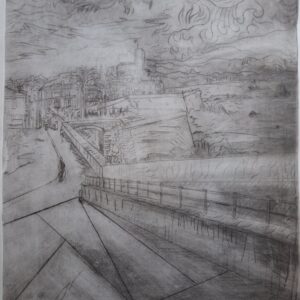 #075 - Antibes - gravure sur métal, pointe sèche
