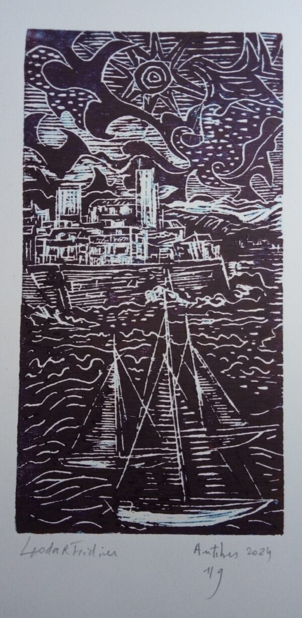 #082 - Antibes - gravure sur bois