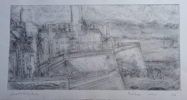 #084 - Antibes - gravure pointe sèche
