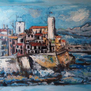 #099 - Antibes - toile sur papier contreplaqué