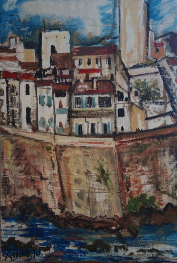 #105 - Antibes - grand format - peinture sur carton