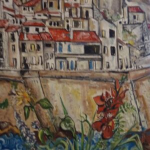 #108 - Antibes - grande toile avec bouquet
