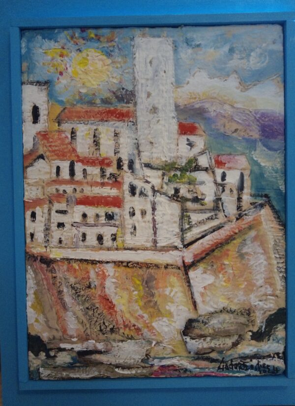 #121 - Antibes - peinture sur carton