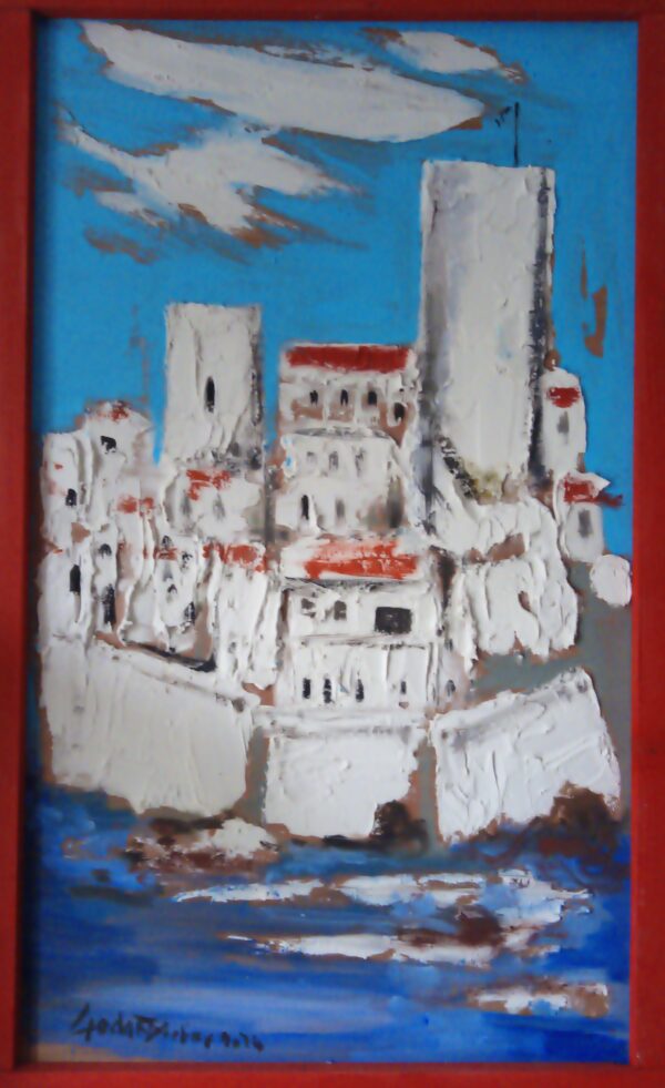#123 - Antibes - peinture sur bois avec effets de relief
